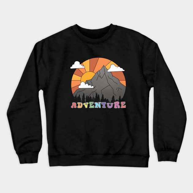 Retro Mountain Sunset Crewneck Sweatshirt by ShutterStudios